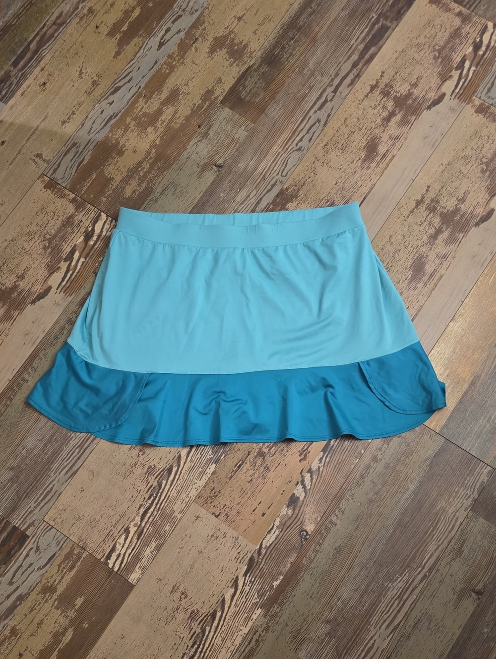 Tail Tennis Flair Skort Womens XL Green & Blue Pickleball Pull On Colorblock